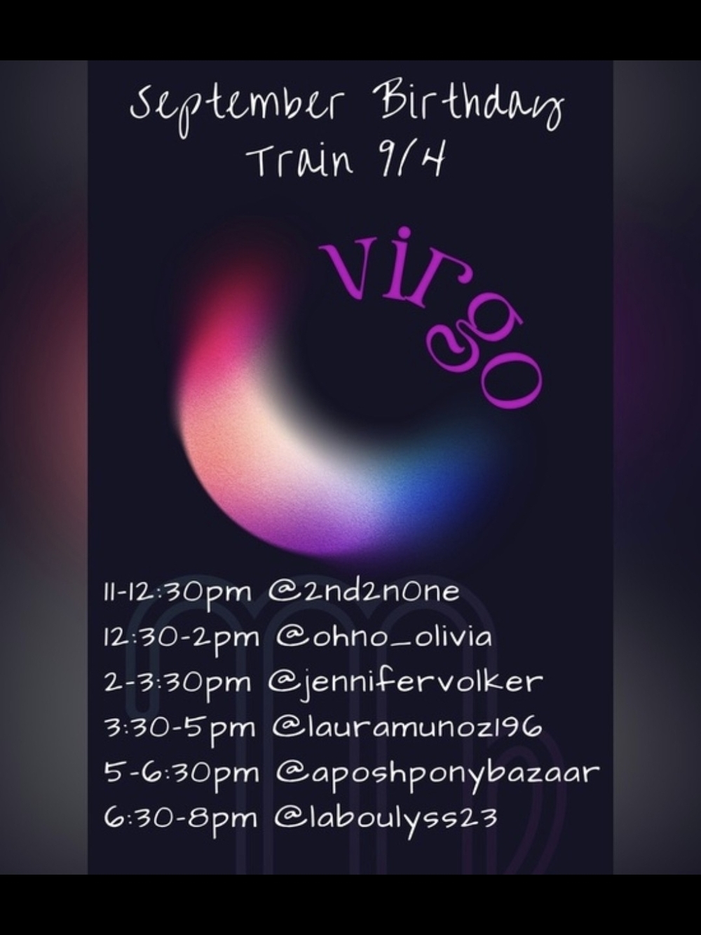 Virgo Birthday Train All Day Sept 4